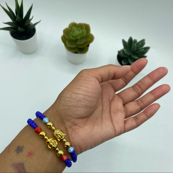 Buddha Head Tibetan Style Stretch Bead Bracelet Set - Picture 8 of 12